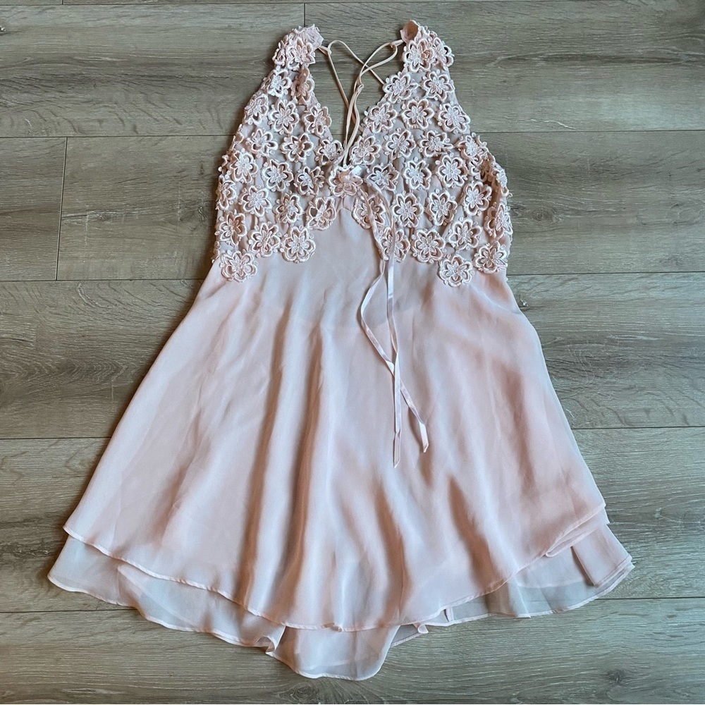 Vintage LaSenza lingerie negligee babydoll top crocheted floral for Spendida - Picture 3 of 9